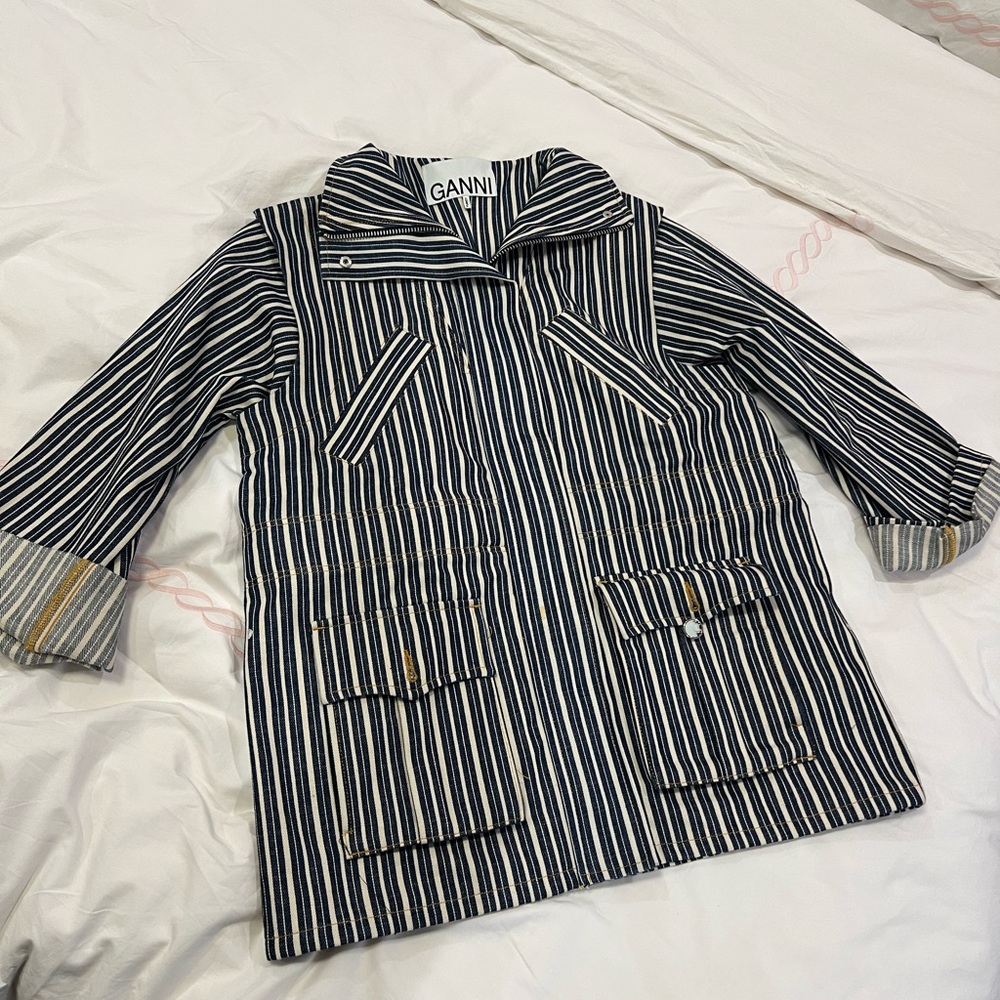 GANNI Striped Women's Jacket - Black and White